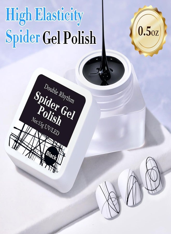 دابل ريذم جل أظافر ثلاثي الأبعاد مزدوج الإيقاع، جل صلب لنحت فن الأظافر، جل صلب غير لزج لبناء ونحت وتشكيل وتطويل الأظافر، قابل للإزالة، مناسب للاستخدام في الصالونات المنزلية أو باستخدام الأشعة فوق البنفسجية/LED، 0.5 أونصة (أسود عنكبوتي) - Image 4